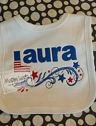 4th of July with Name Bib