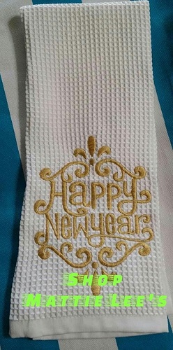 Embroidery. Happy New Year Kitchen Towel