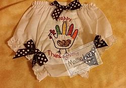 Thanksgiving Hand Turkey Bloomers / Diaper Cover with Bows