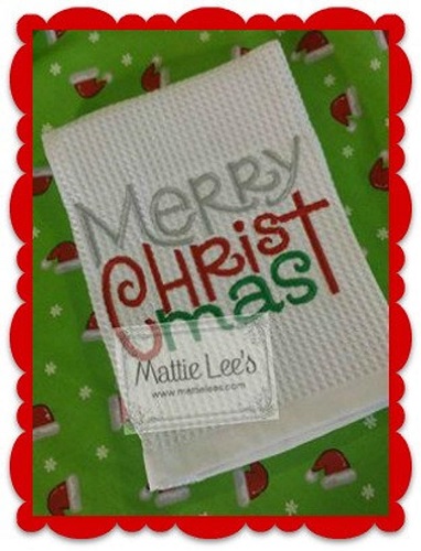 Embroidery. Merry Christmas Kitchen Towel