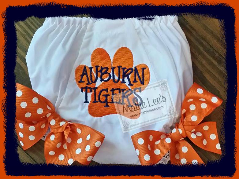 Auburn Tigers Bloomers / Diaper Cover with Bows