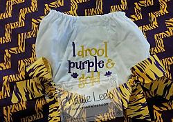 I Drool Purple and Gold Bloomers /Diaper Cover with Bows