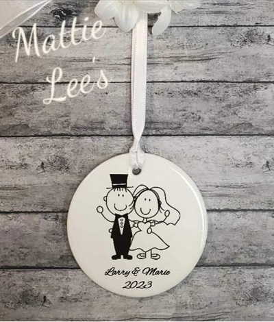 Bride and Groom with Names & Year - Ceramic
