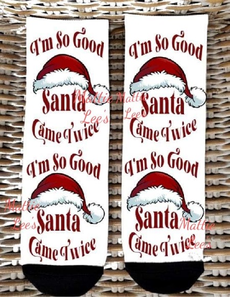 Socks - I'm So Good Santa Cane Twice