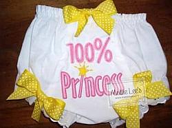 100% Princess Bloomers / Diaper Cover with Bows