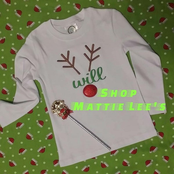 Christmas Antlers, Name and Nose Applique